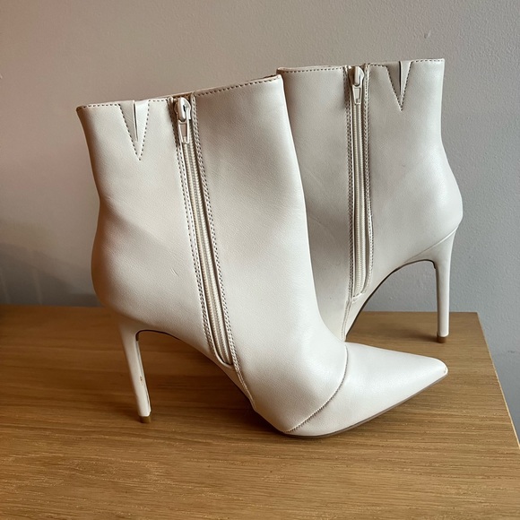NWOT Express White Stiletto Zip Booties Sz 8 - Picture 2 of 4